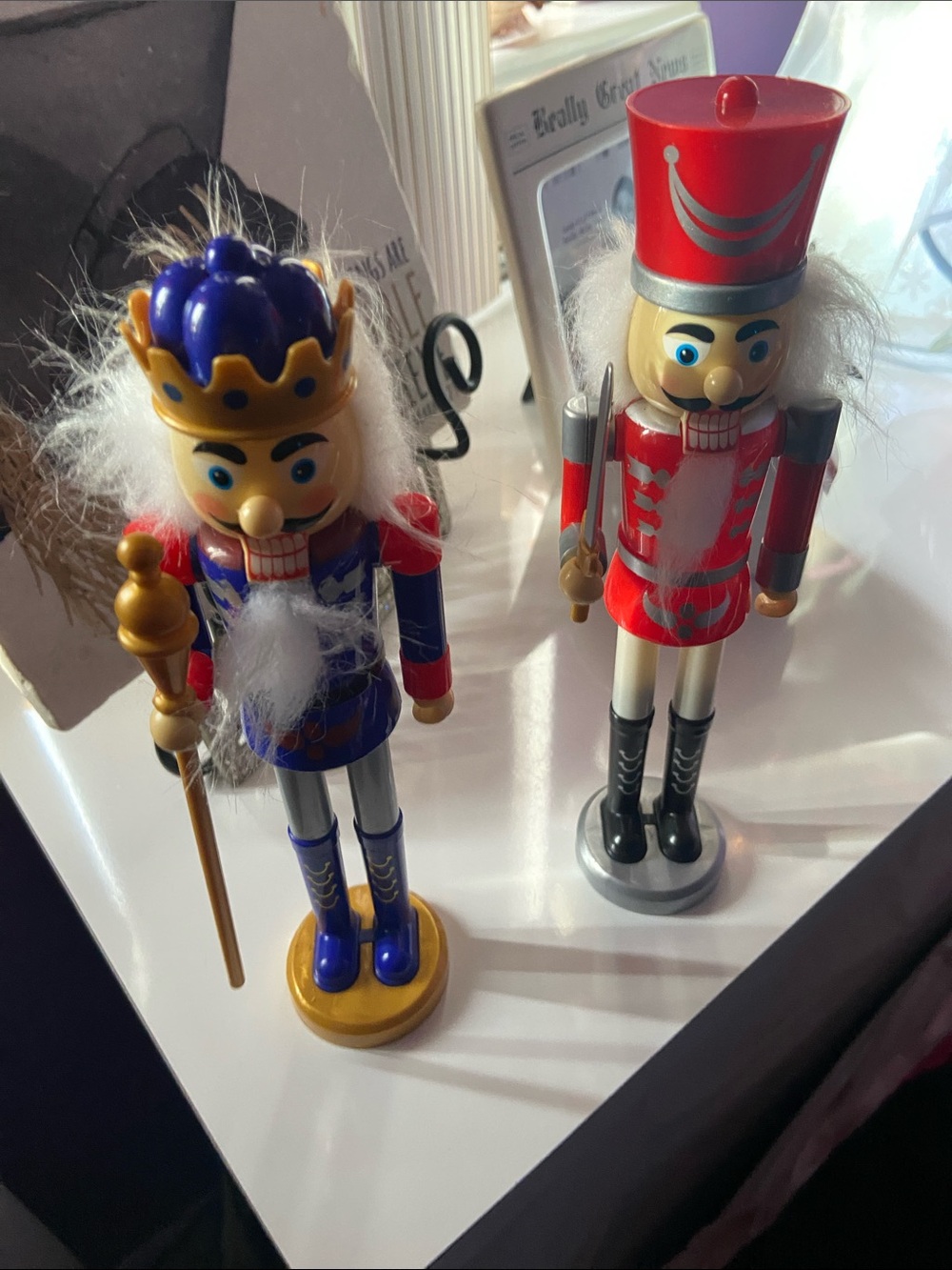 Classic Blue and Red Wooden Nutcracker Holiday Figurines
